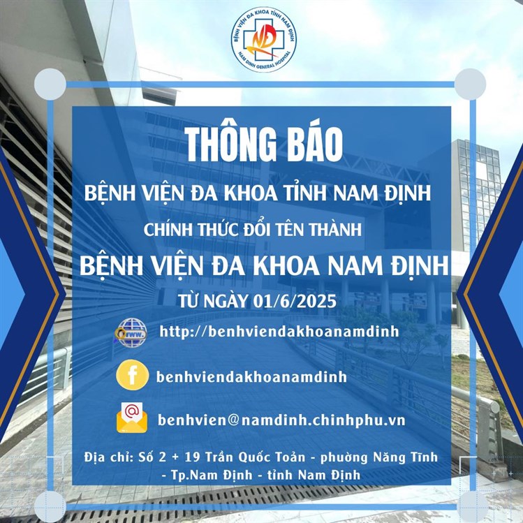 THÔNG BÁO VỀ VIỆC ĐỔI TÊN BỆNH VIỆN ĐA KHOA TỈNH NAM ĐỊNH